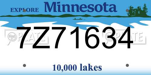 7Z71634 Minnesota License Plate