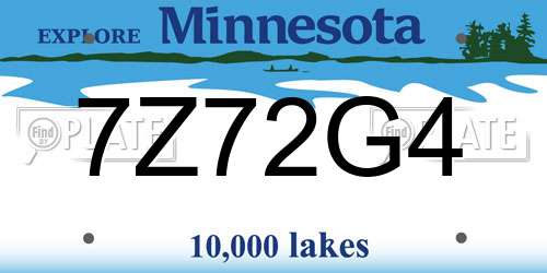 7Z72G4 Minnesota License Plate