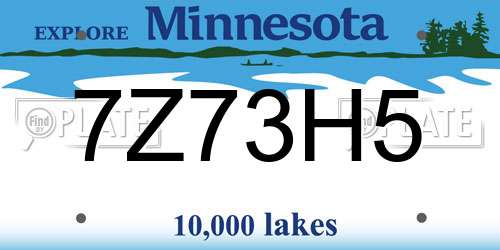 7Z73H5 Minnesota License Plate