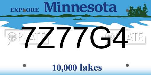7Z77G4 Minnesota License Plate