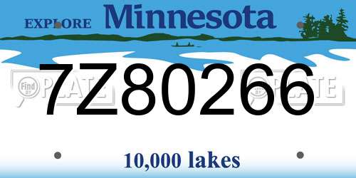 7Z80266 Minnesota License Plate