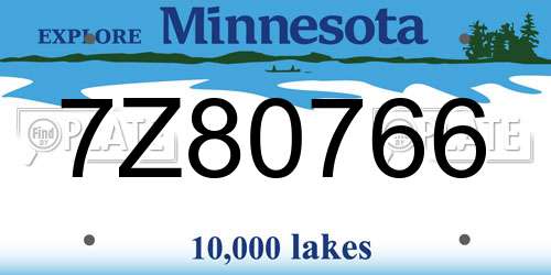 7Z80766 Minnesota License Plate