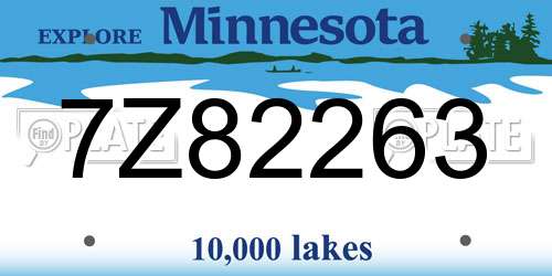 7Z82263 Minnesota License Plate