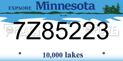 7Z85223 Minnesota License Plate