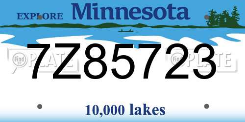 7Z85723 Minnesota License Plate