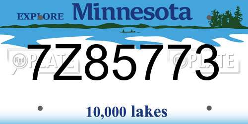 7Z85773 Minnesota License Plate