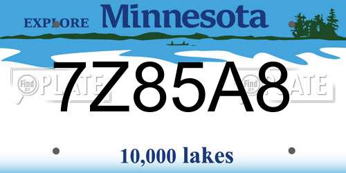 7Z85A8 Minnesota License Plate
