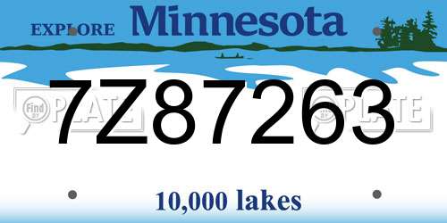7Z87263 Minnesota License Plate