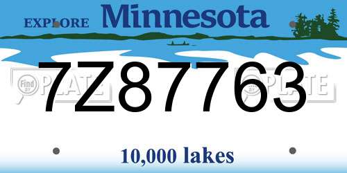 7Z87763 Minnesota License Plate