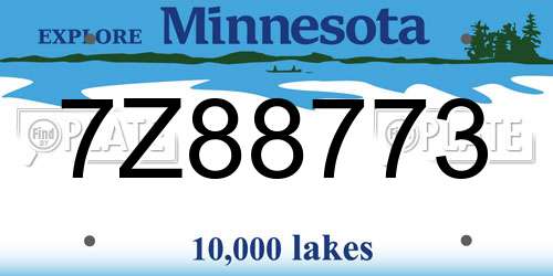 7Z88773 Minnesota License Plate