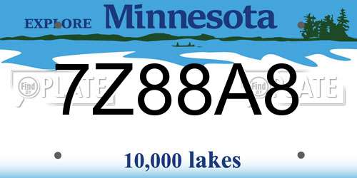 7Z88A8 Minnesota License Plate