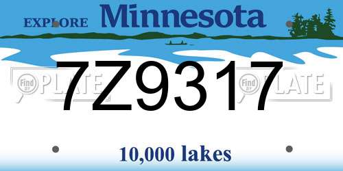 7Z9317 Minnesota License Plate