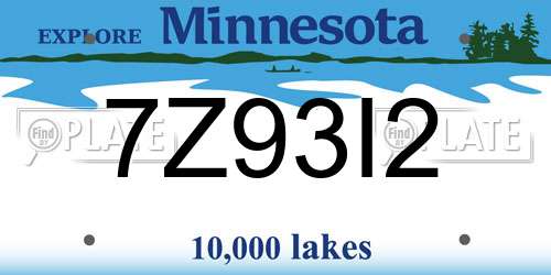 7Z93I2 Minnesota License Plate