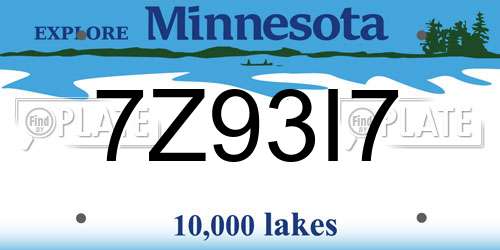 7Z93I7 Minnesota License Plate