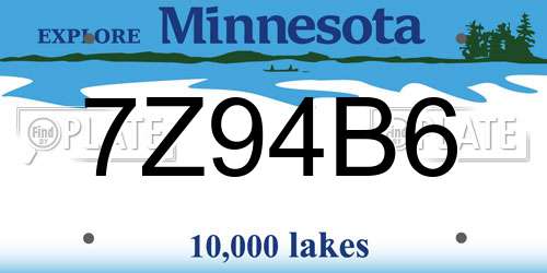 7Z94B6 Minnesota License Plate
