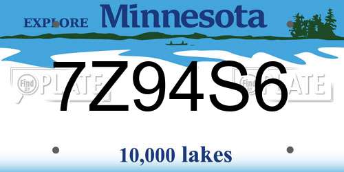 7Z94S6 Minnesota License Plate
