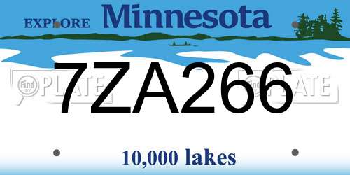 7ZA266 Minnesota License Plate