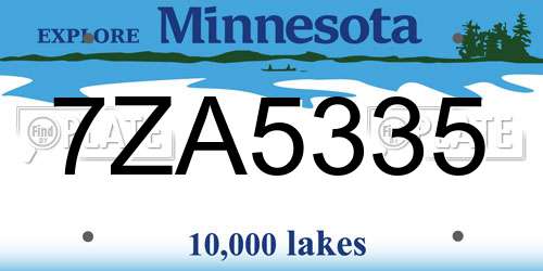 7ZA5335 Minnesota License Plate