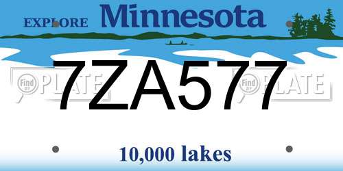 7ZA577 Minnesota License Plate