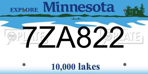 7ZA822 Minnesota License Plate