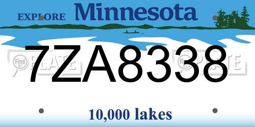 7ZA8338 Minnesota License Plate
