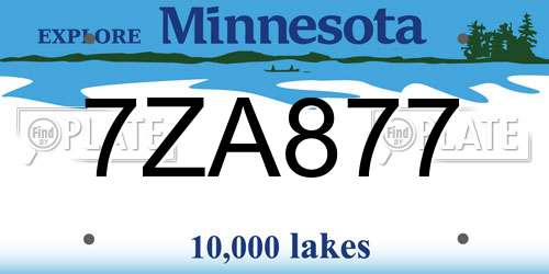7ZA877 Minnesota License Plate
