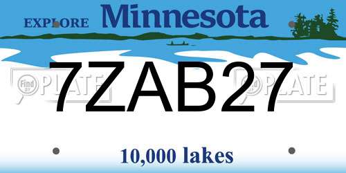 7ZAB27 Minnesota License Plate