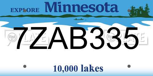 7ZAB335 Minnesota License Plate