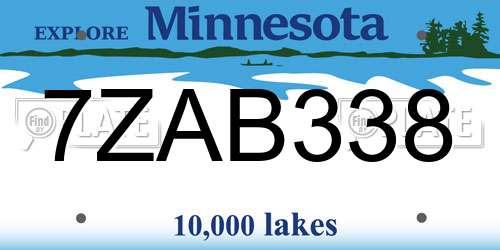 7ZAB338 Minnesota License Plate