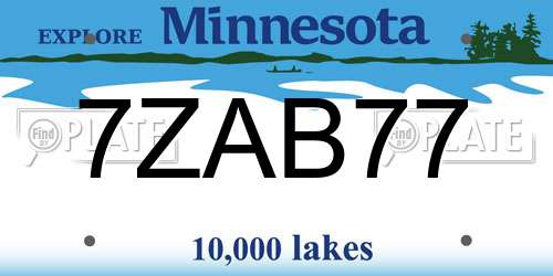 7ZAB77 Minnesota License Plate