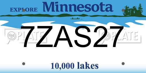 7ZAS27 Minnesota License Plate