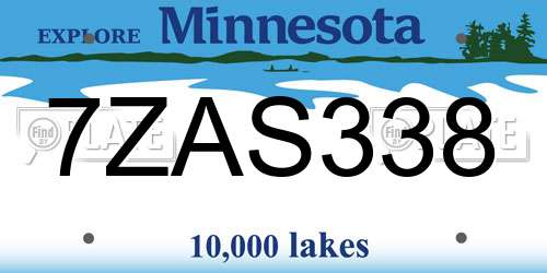 7ZAS338 Minnesota License Plate