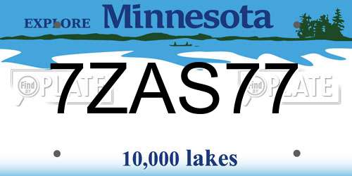 7ZAS77 Minnesota License Plate