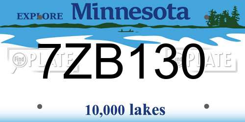 7ZB130 Minnesota License Plate