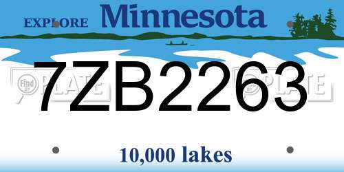 7ZB2263 Minnesota License Plate