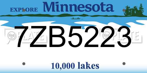 7ZB5223 Minnesota License Plate