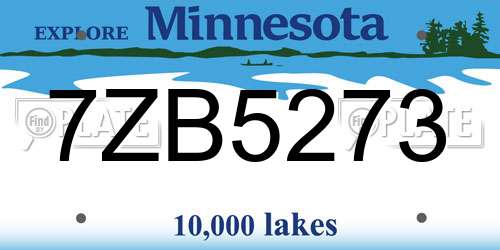 7ZB5273 Minnesota License Plate