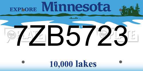 7ZB5723 Minnesota License Plate