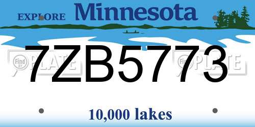 7ZB5773 Minnesota License Plate