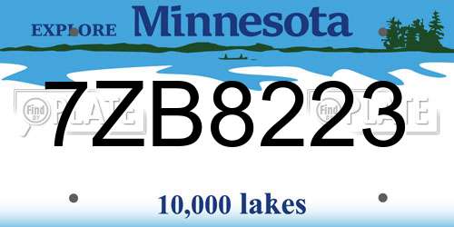7ZB8223 Minnesota License Plate