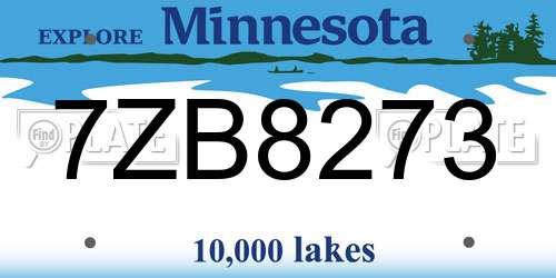 7ZB8273 Minnesota License Plate