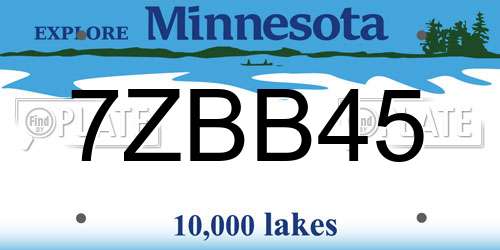 7ZBB45 Minnesota License Plate