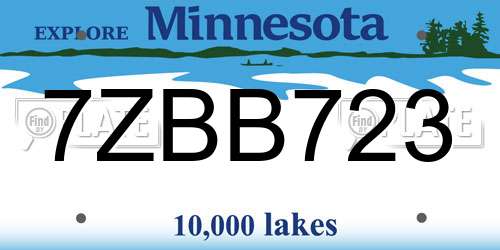7ZBB723 Minnesota License Plate