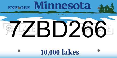 7ZBD266 Minnesota License Plate