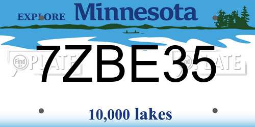 7ZBE35 Minnesota License Plate