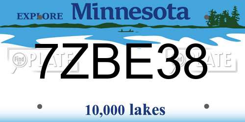 7ZBE38 Minnesota License Plate