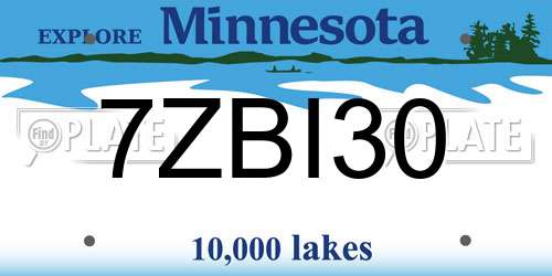 7ZBI30 Minnesota License Plate