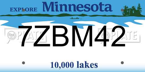 7ZBM42 Minnesota License Plate