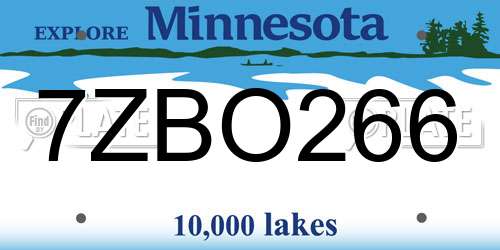 7ZBO266 Minnesota License Plate