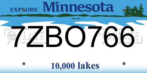 7ZBO766 Minnesota License Plate